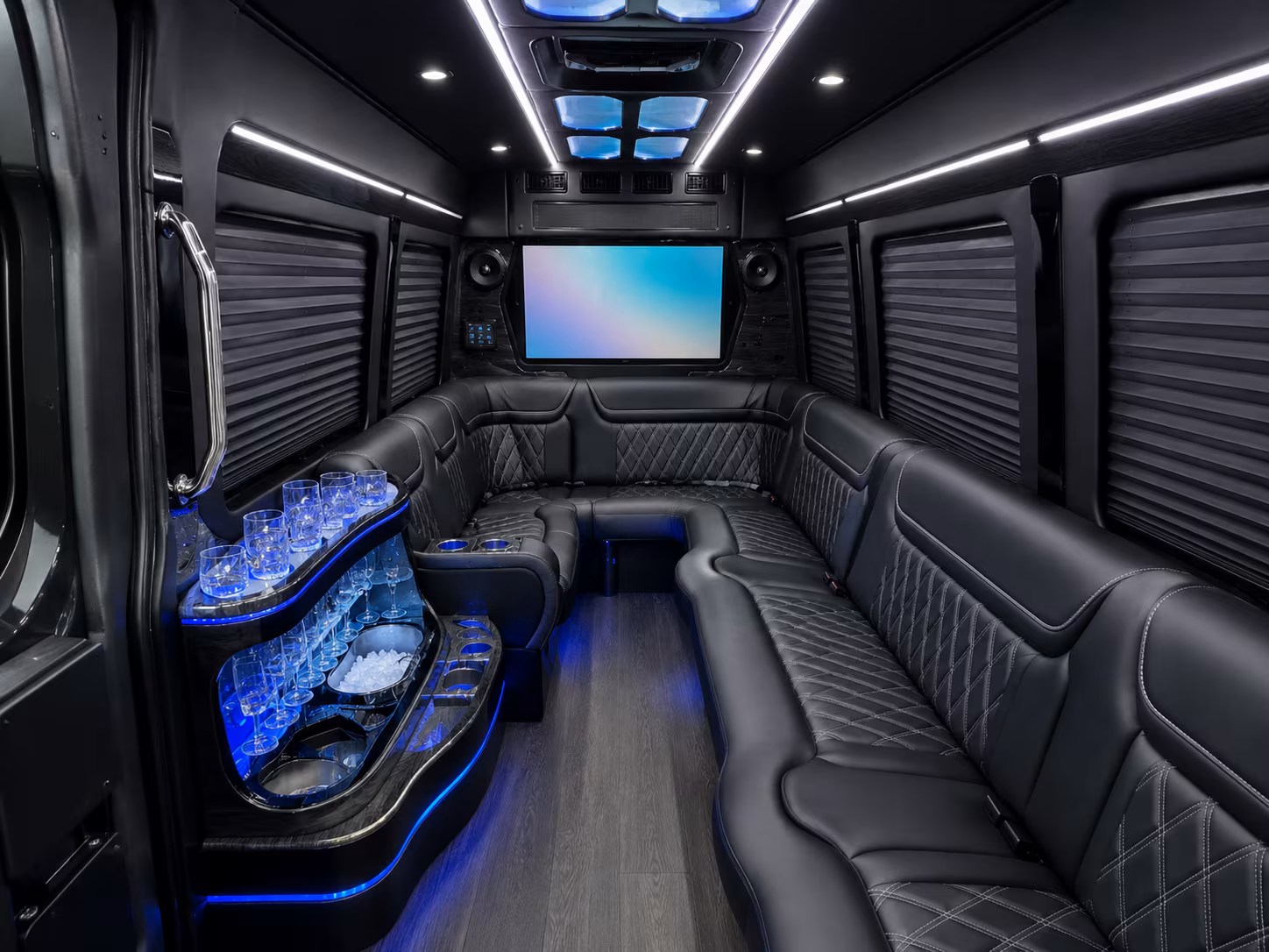 odessa 40 passenger party bus inside